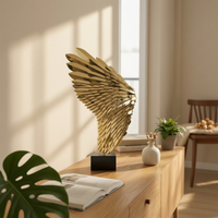 Wing Sculpture Modern Sculpture with Base Gold for Entryway, Interior Designers