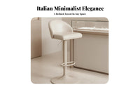 Upholstered Rotating Stool with Backrest Minimalist Design Upholstered Rotating Stool Padded Seat Sturdy Frame for Cafe