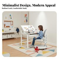 Ergonomic Design Adjustable kids' Desk and Chair Set Safety Rounded Corners Adjustable Desk and Chair Set Tilting Desktop children's Furniture long-lasting Construction for Students, Parents, Study Room, Home, Bedroom, Playroom