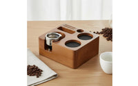 Wooden Espresso Tamping Station Solid Wood Coffee Tamper Holder Anti-Slip Base