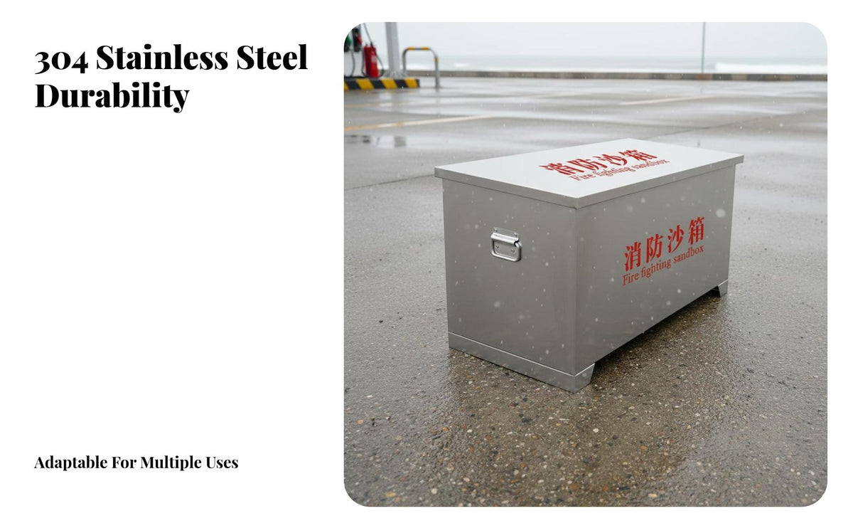 Stainless Steel Fire Sandbox Rust-Proof Fire Fighting Sand Bin Thickened Plate Flood Control Sand Container Indoor & Outdoor Use for Gas Station Attendants, Property Managers, Emergency Situations, Factories, Warehouses, Workplaces
