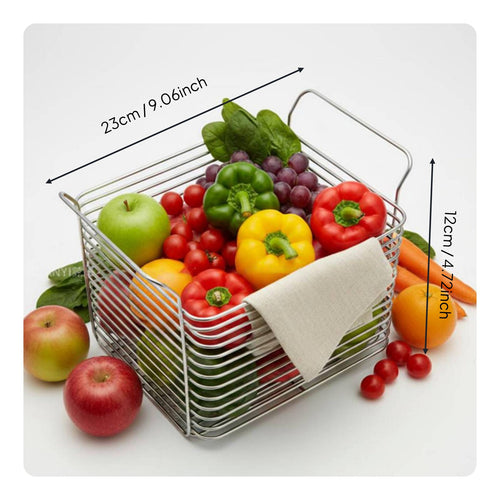 Metal Wire Organizer Bin with Handles Multipurpose Stainless Steel Storage Basket Rust-Resistant Stackable Pantry Basket for Kitchen