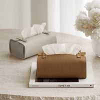 Leather Tissue Box Cover with Saddle Leather, Retro Car Tissue Holder for Living Room, Hallway, Bedroom