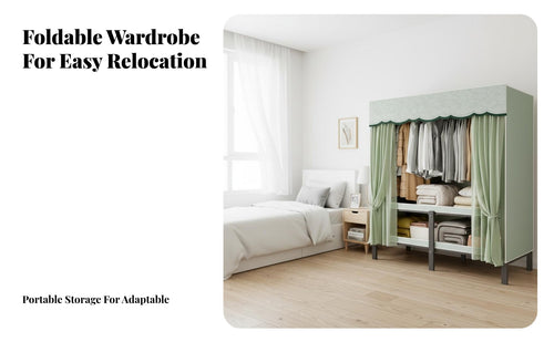 Easy Assembly Foldable Textile Wardrobe Sturdy Construction Installation-Effortless Closet Heavy Duty Steel Frame Storage Wardrobe Dustproof for Students, Homeowners, Rental Apartment, Dorm Room, Cloakroom, Basement