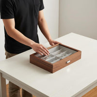Wooden Sunglasses Box Lockable Sunglasses Organizer Box Dustproof Eyeglasses Display Case for Home Display