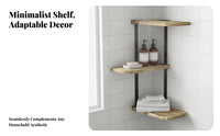 Three-Tier Corner Shelving Single Rustic Design Corner Mounting Storage-Areasaving Storage Rack for Homeowners, Students, Bathroom, Small Areas