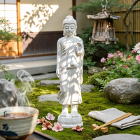 Buddha Statue with Pedestal Ornate Buddha Statue Temple Aesthetic Decor for Garden, Entryway