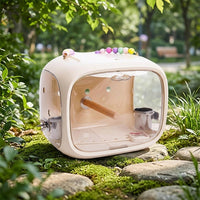 Portable Acrylic Bird Cage with 4-Side Visibility, Outdoor Bird Cage Travel Cage with Removable Tray for Adult Bird Parrot Travel, 22.3cm Size