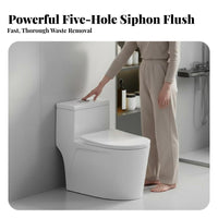 Easy to Clean single-Piece Siphonic Toilet Water-Saving Ware Modern Design Bathroom Fixture Soft-Close Seat for Homeowners, Families, Renovators, Restroom, Home, Powder Room