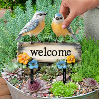 Inviting Garden Stake Rustic Charm Bird Welcome Sign Weather Resistant Bird Garden Plaque