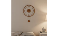 Pendulum Wall Clock Non-Ticking Swinging Wall Clock Easy to Read for Living Room