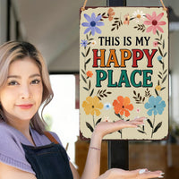 Metal Wall Art Decor - Happy Place Wall Hanging for Living Room Bedroom