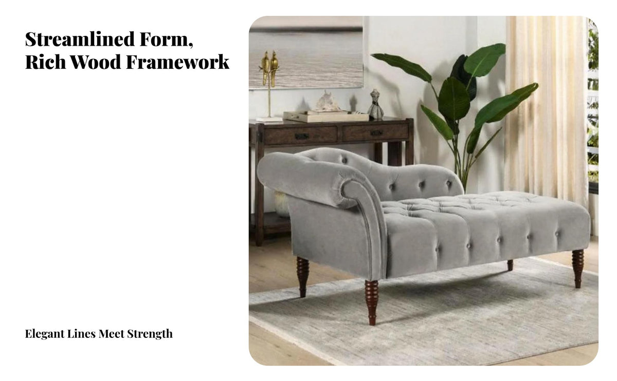 Nordic design aesthetic Upholstered Chaise Lounge Light Luxury Tufted Chaise Longue Modern Design Living Room Seating Accent Piece for Apartment Dwellers, Homeowners, Readers, Bedroom, Small Spaces, literature alcove, Office