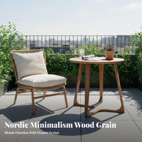 firm Wood Construction Round Pedestal Table Nordic Design Tripod End Table Space-Saving Household Furniture Minimalist visual appeal for Apartment Dwellers, homeowners, Students, Living Room, Balcony, Small areas, perusing alcove