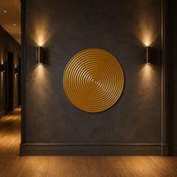 Round Metal Wall Decoration Large Circular Ribbed Wall Plaque Modern Style