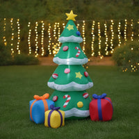 Christmas Tree with Candy Ornaments Tall Inflatable Tree with Star Topper Decorations Festive Decoration Colorful for Yard, Lawn