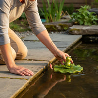 Buoyant Fishing Frog Statue Decor Frog on Lily Figurine for Pond