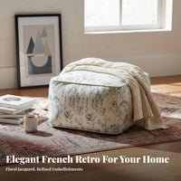 Woven Square Pouf French design Floor seat Black and cream Pattern for Parents