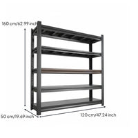 1 Piece Heavy Duty Steel Shelf Five Tier Storage Shelving Unit Freestanding Utility Rack Durable Carbon Steel Adjustable Suitable for Warehouse Garage Kitchen Home Organization