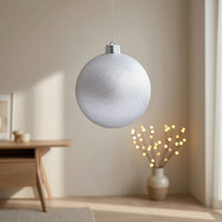 Christmas Ornament with Hanging Cap Glittery Christmas Ball Tree Ornaments Silver