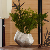 Imported Aluminum Silver Abstract Flower Bud Vase Decor for Home and Hotel