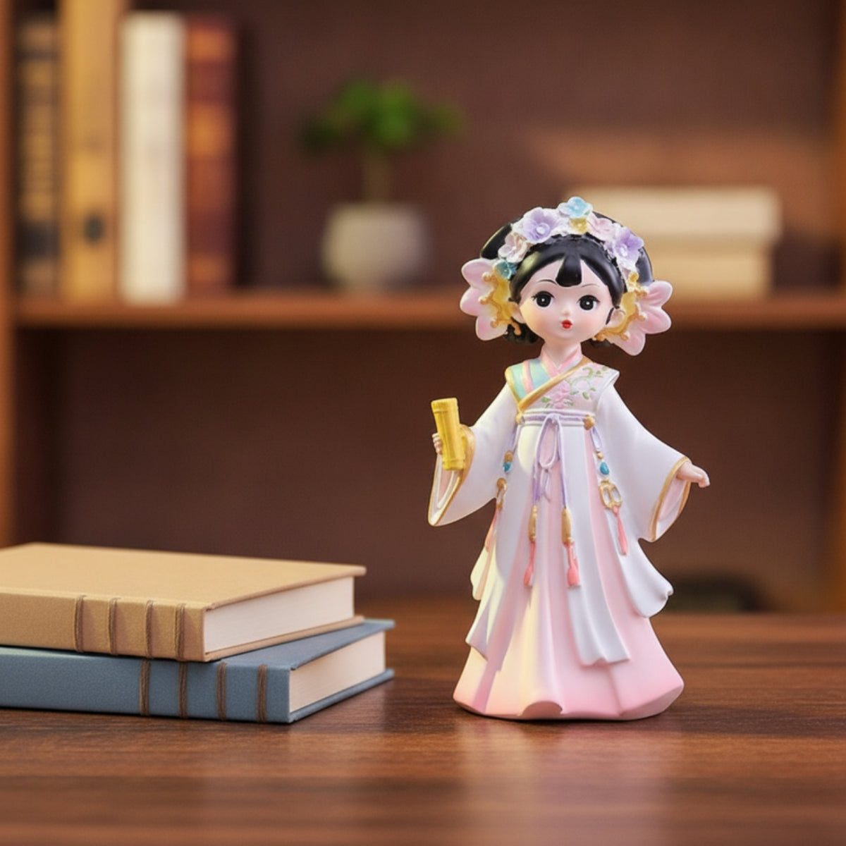 Traditional Chinese Style Figurine Hand-Painted Desktop Figurine Decorative Desktop Ornament Collectible for Collectors, Art Lovers, Desk, Bookshelf, Tea Room