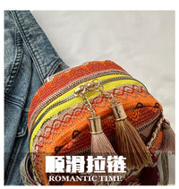 2026新款轻便女双肩包民族风流苏斜挎包包外出旅行时尚百搭小背包