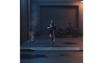 Motorcycle Girl Figurine Color-Printed Running Girl Figure Miniature with Helmet Tiny Scale Figure Model Compact for Collectors