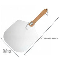 Aluminum Pizza Peel Large Size Wood Handle Pizza Peel Ultranarrow Edge Oven-Ready Tool for Oven, Bakery