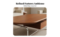 Movable with casters double-decker Oval Cart mid-1900sera Modern design Center Table Easy Assembly Household Furniture for Homeowners, Interior Design aficionados, Apartment Dwellers, Living Room, Lounge, Reception Area, Office