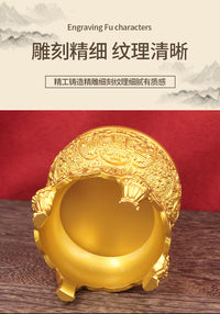 元宝黄铜吉祥如意聚宝盆聚米来米开业存钱罐客厅店铺家用摆件米缸