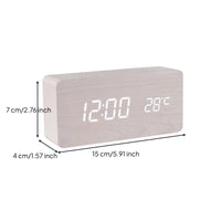 Voice Control LED Timepiece Minimalist Design Tabletop Gadget USB Charging Ports