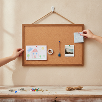 Wooden Frame Cork Board Display for Plush Toys, Ornaments, and Small Items