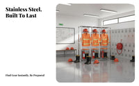 Stainless Steel Firefighter Uniform Stand Quick Access Design Firefighter Turnout Gear Rack Heavy-Duty Construction Double-Sided Emergency Gear Rack