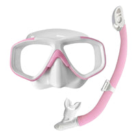 Leak-Proof Seal Diving Mask and Snorkel Combo Tempered Glass Lens Snorkel Mask and Tube Set Adjustable Strap Snorkeling Gear Food-Grade Silicone for Adults, Beginners, Swimmers, Beach Vacation, Recreational Swimming, Pool Training