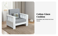 Solid Wood Sofa Set Sturdy Construction 3 Seater Wooden Sofa High-Resilience Foam Cushions Modern Chinese Design Couch for Home, Lounge