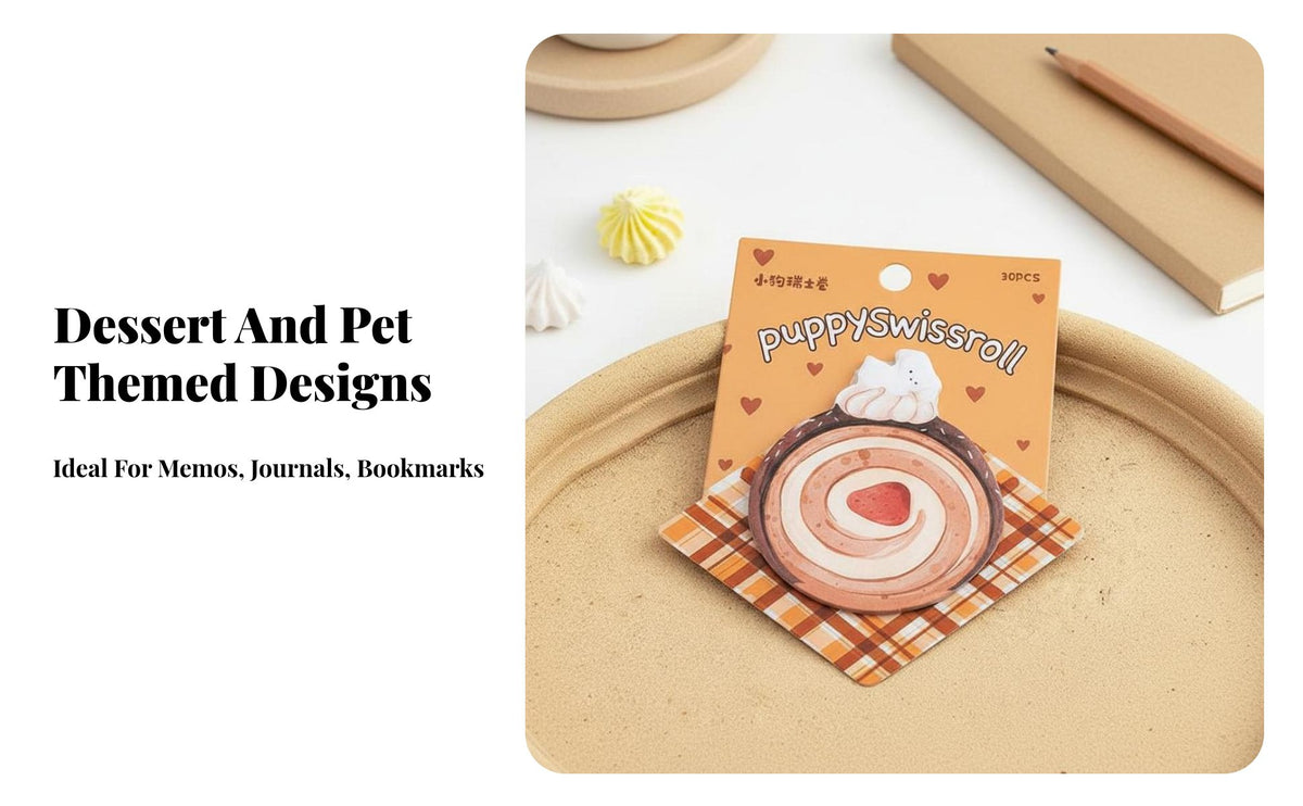 30 Pieces Cute Animal Y Notes Self Cute Animal Note Pad Hand-Drawn Design Dessert Shaped Y Notes for Kids, Teenagers, Planners, Home