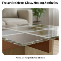 Pedestal Table Retro Design Grid-Support Pedestal Table Clear Tabletop Home Furnishing for Guesthouse Owners, Homeowners, Living Room, Entryway