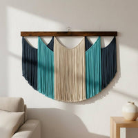 Bohemian Wall Tapestry Handmade Woven Fringe Tapestry Textured Design for Living Room, Coffee Shop
