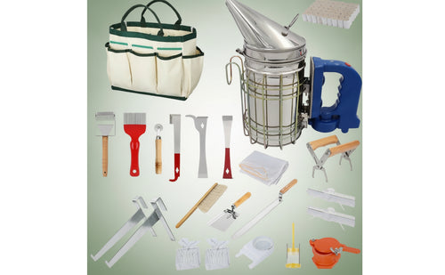 AllAll-Inclusive Beekeeping Tool Kit with Carry Tote Portable Beekeeping Tool Kit Easy to Use Organizer Tote Multi-Pocket for Beekeepers, Hobbyists, Apiary, Backyard