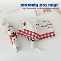 Cartoon Fruit Dog Sun Umbrella, Women's Rain Umbrella, Black Coating, Automatic Folding, Three-Fold