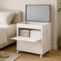Foldable Plastic Storage Box with Double Doors and Wheels, Large Capacity Clothes Organizer
