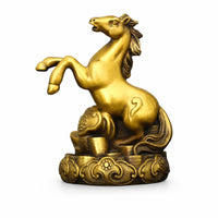 Astrological Horse Statue Engraved Horse Sculpture with Pedestal Golden