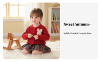 Girls Knitted Sweater Set, Princess Skirt, 2-Piece, Autumn Winter, New Year, Soft Fabric