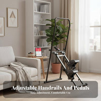 Anti-Slip Pedals Foldable Climbing Machine LED Monitor Foldable Cardio Climber Heavy-Duty Construction Home Fitness Stepper Stable Triangular Structure for Beginners, Adults, Seniors, Indoor, Small Apartments, Strength Training, Living Room