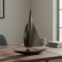 Desktop Sailboat Statue Artistic Metal Sailboat Sculpture Modern for Office Desk