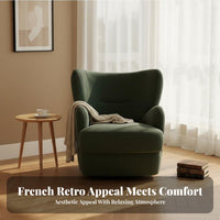 Upholstered Rotate Armchair Retro Design Upholstered Rotate Chair Space-Saving Size High-Density Foam for Readers, Bedroom
