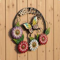 Butterfly Welcome Sign Outdoor Metal Welcome Sign Decorative for Fence