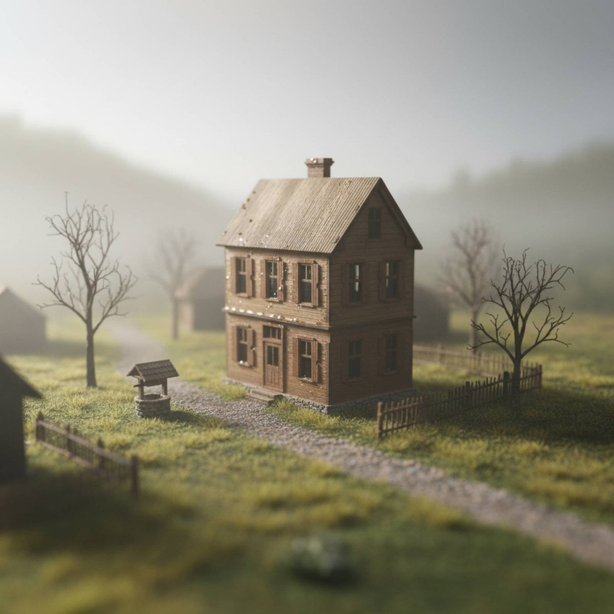 1:72 Scale Building Kit Natural Wood DIY Wooden House Model Customizable Surface