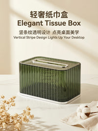 Spring-Lift Transparent Tissue Box with Lid, Light Luxury Desktop Storage, Dustproof